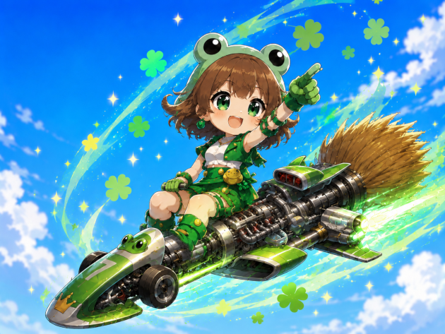 Magical Girl Frog-chan With Taxi